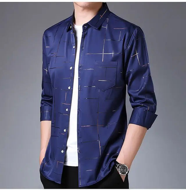 Men's Clothing Spring Summer Thin Business Casual Turn-down Collar