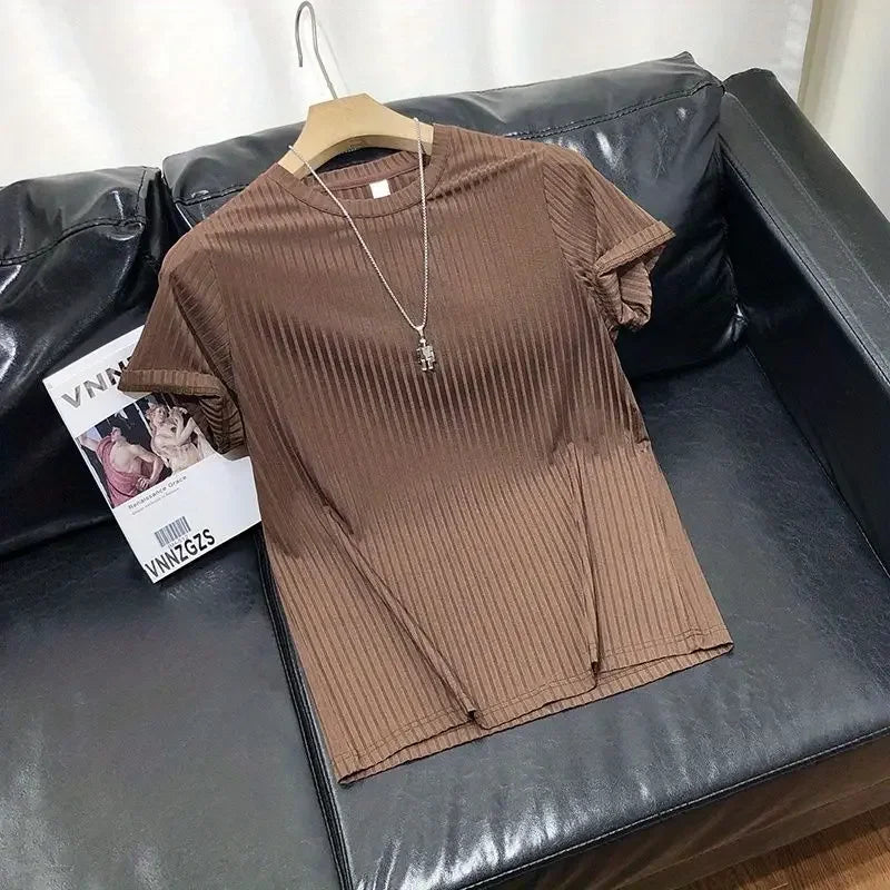 Men's Clothing  Silk Quick Dry Short Sleeve T-Shirt