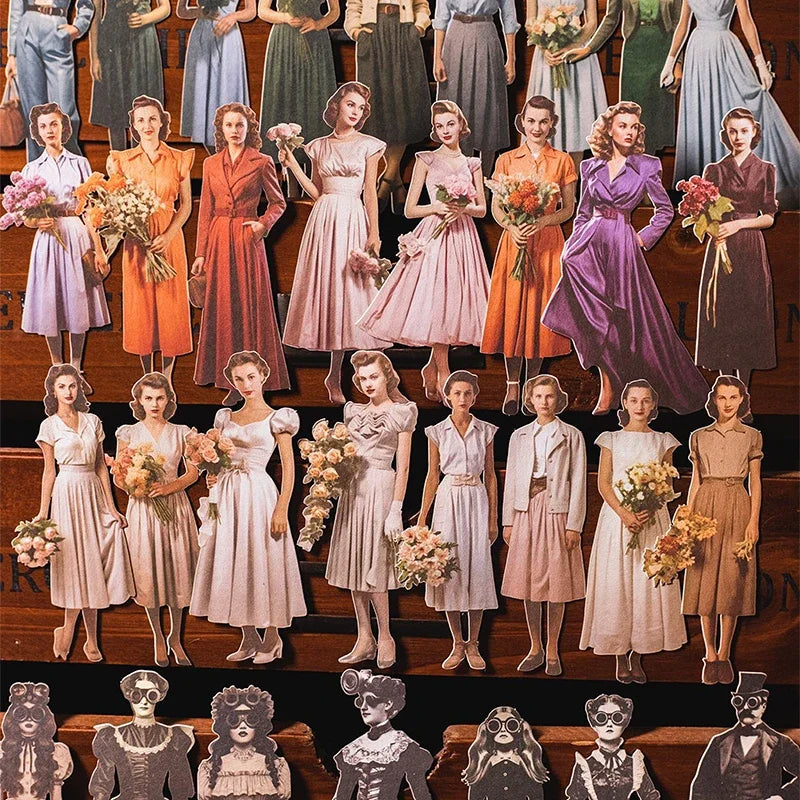 Mr. Paper, Retro Character Hard Card Stickers, Decorative Scrapbook Notebook