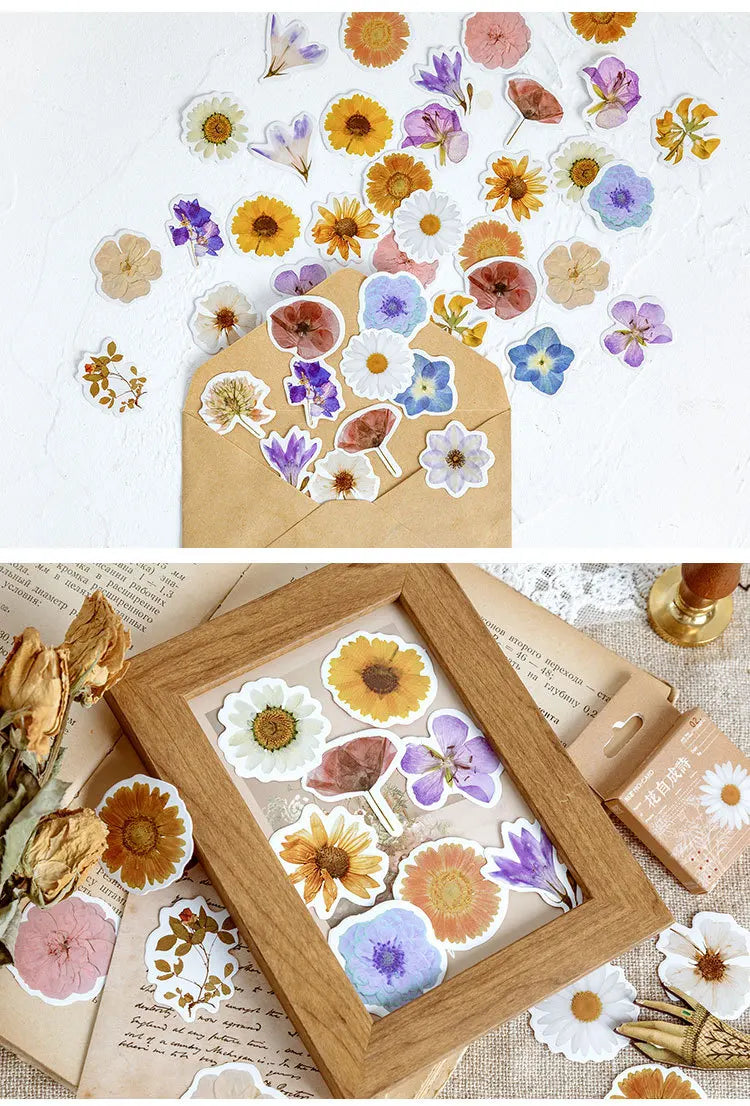 46pcs/set Autumn Flower Sticker Diy Scrapbooking Diary Planner Decoration