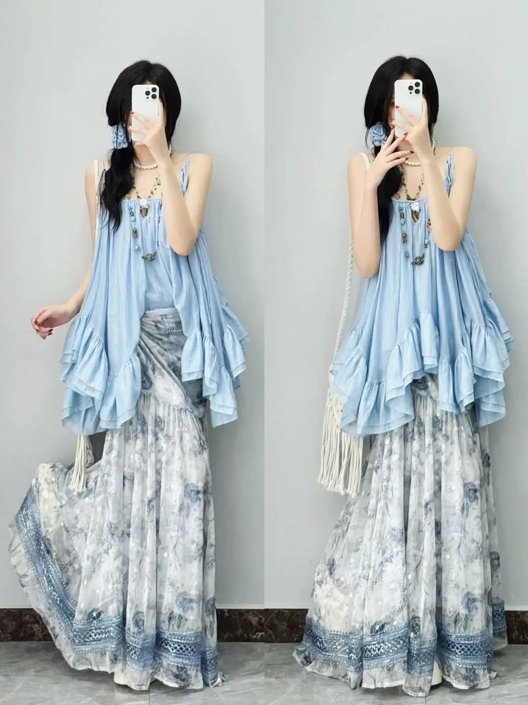 Tops Sleeveless Solid Vest Irregular Ruffles Loose Camis