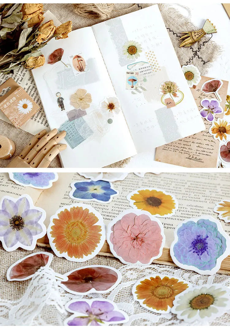46pcs/set Autumn Flower Sticker Diy Scrapbooking Diary Planner Decoration