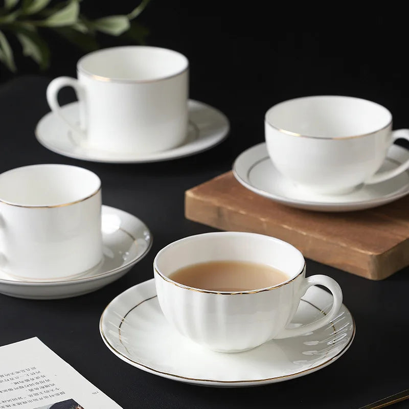 mug Bone china gold edged coffee cup set luxury