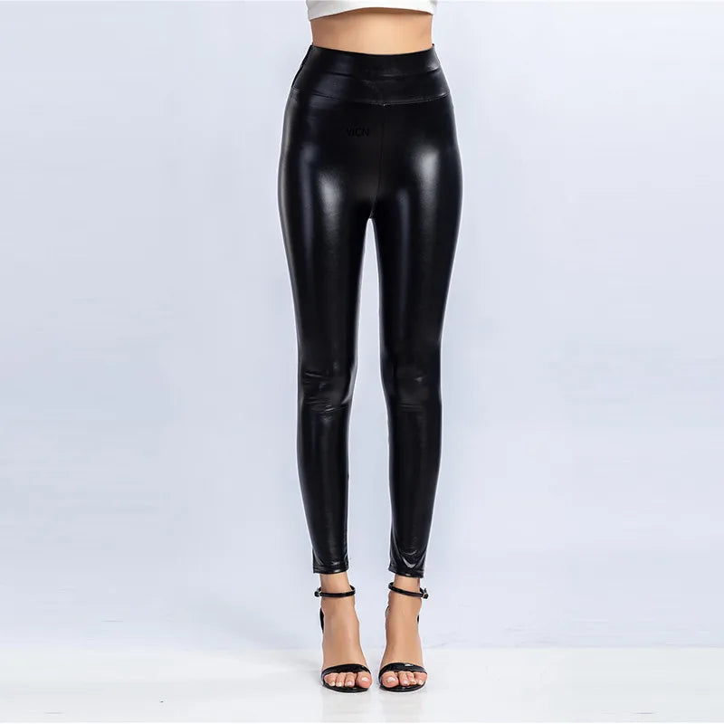 Plus Size Leather Pants High Waist