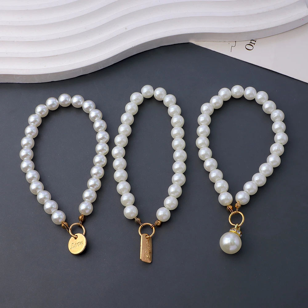 Classic Imitation Pearl Chain With Keyring Women Girls Anti-Loss Beaded