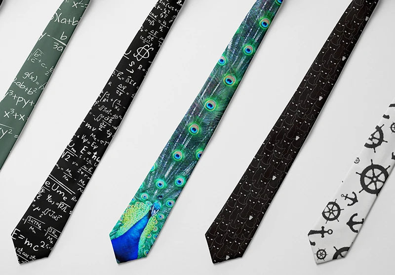 Fun Mathematical Formula Men's Tie 3D Printing 8CM Fashion