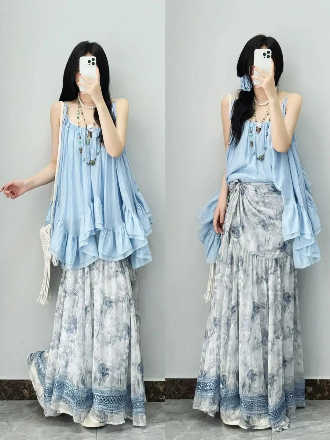 Tops Sleeveless Solid Vest Irregular Ruffles Loose Camis