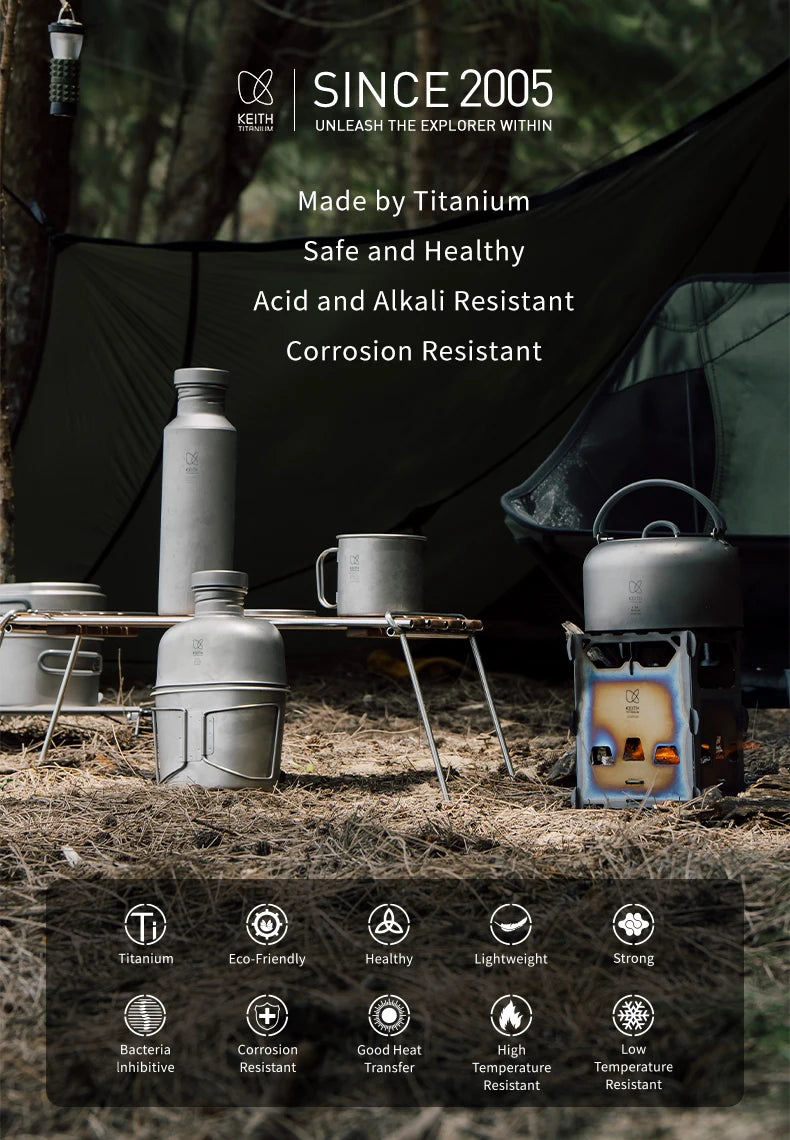 Keith Titanium Kettle with Folding Handle