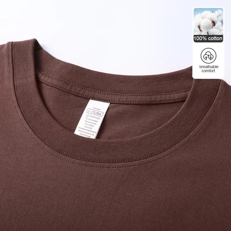 Man t Shirts 100 % Cotton High Quality Classic Plain Round Neck