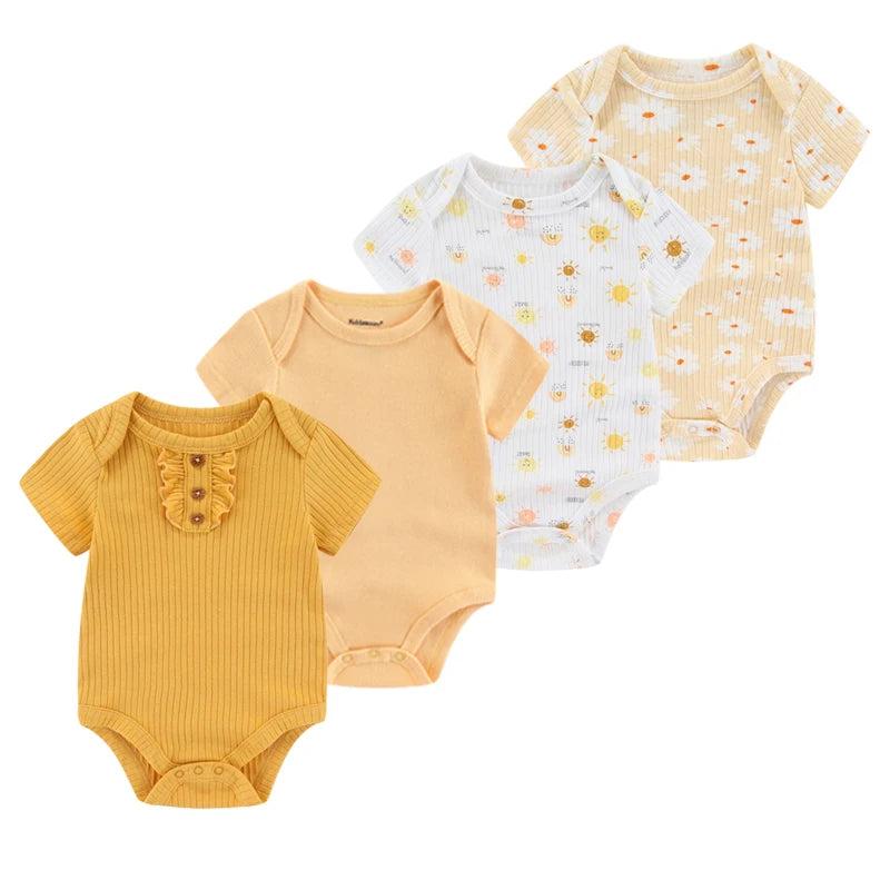 1/4Pcs Newborn Bodysuit Baby Short Sleeve  0-1Y