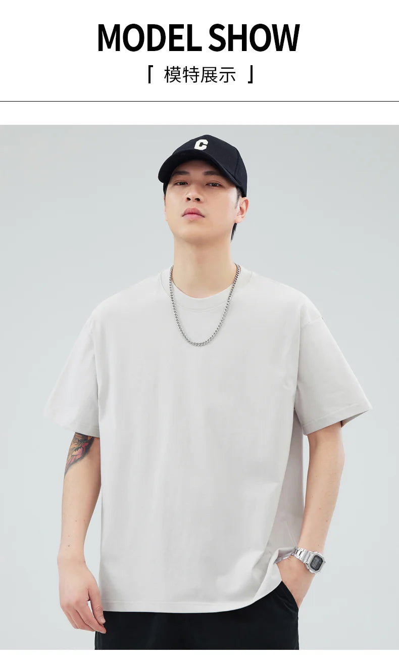 Man t Shirts 100 % Cotton High Quality Classic Plain Round Neck