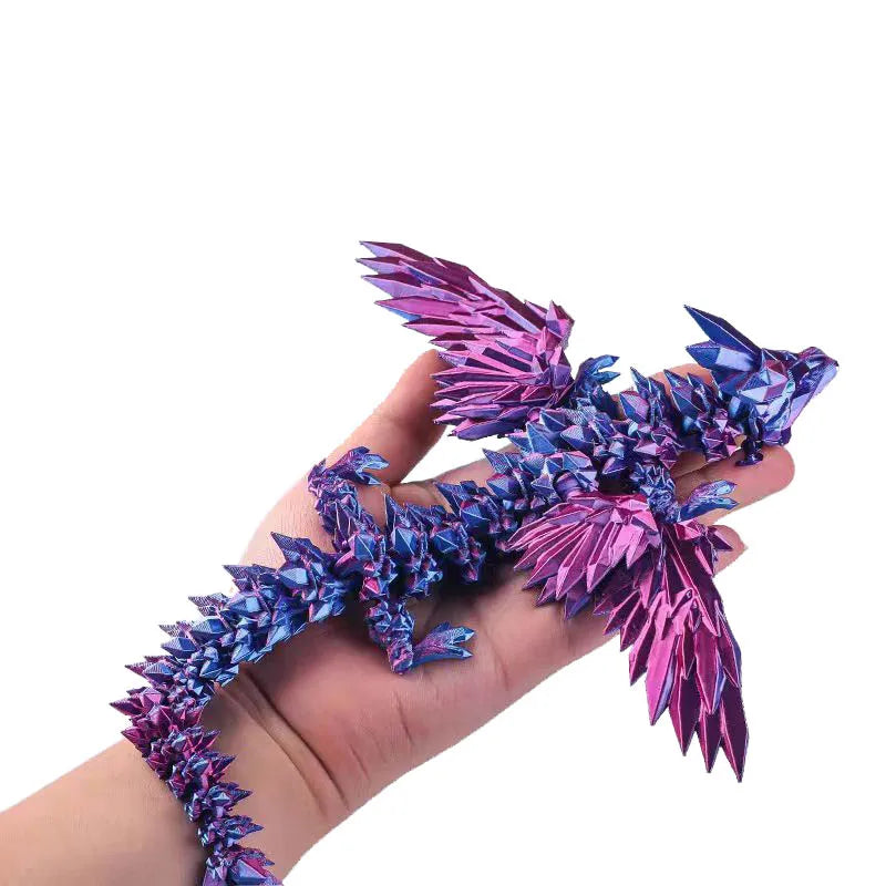 3D Printed Dragon Colorful Gem Dragon Figurines Movable Joint Rotatable