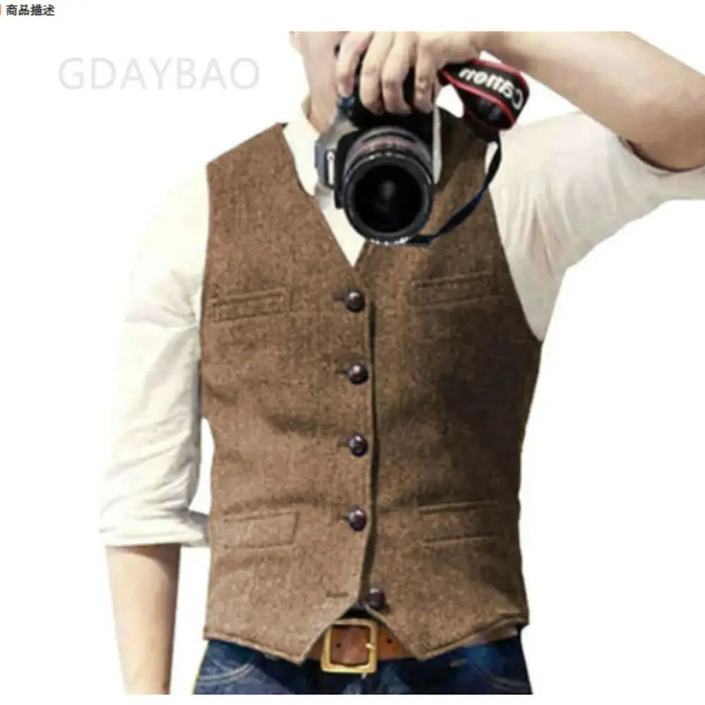 Sleeveless Men Vest Retro Waistcoat Men's Coats Man Coat Male