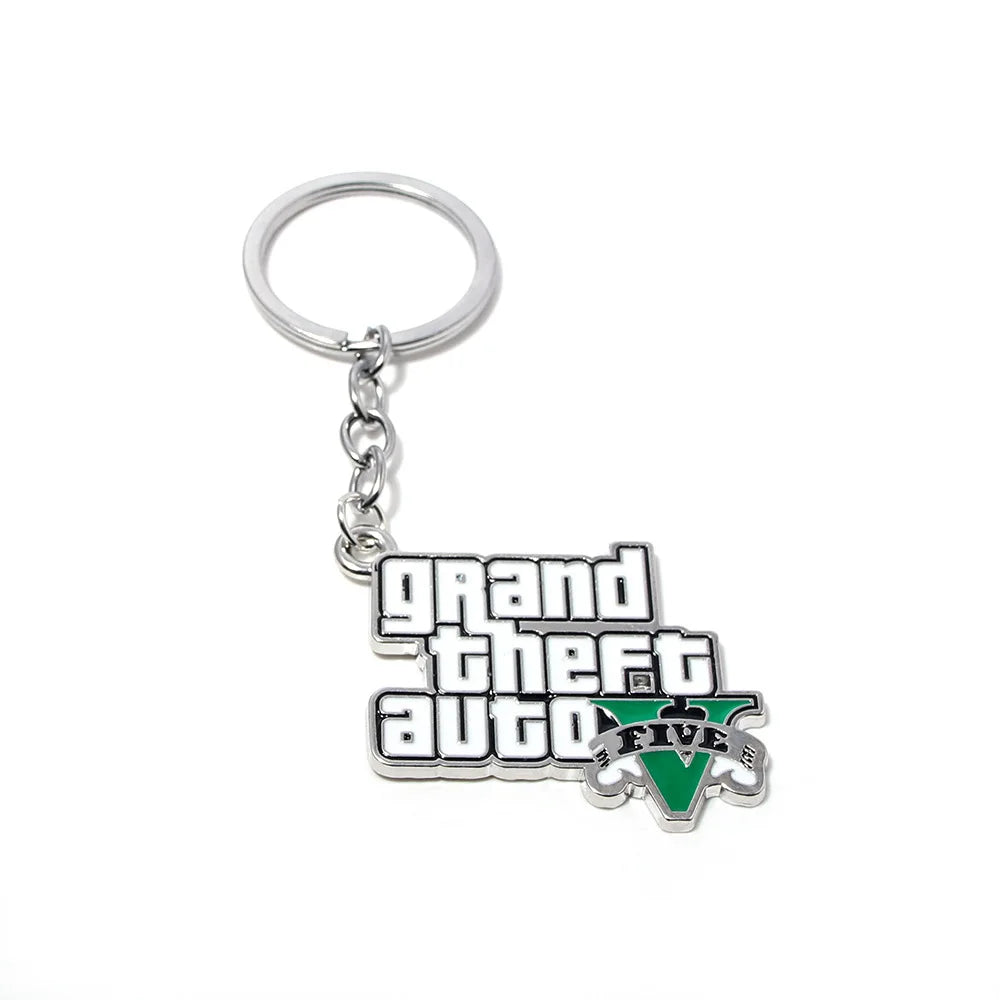 Fashion Jewelry PS4 GTA 5 Keychain Grand Theft Auto V Keyring car pendant Accessories