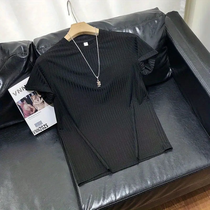 Men's Clothing  Silk Quick Dry Short Sleeve T-Shirt