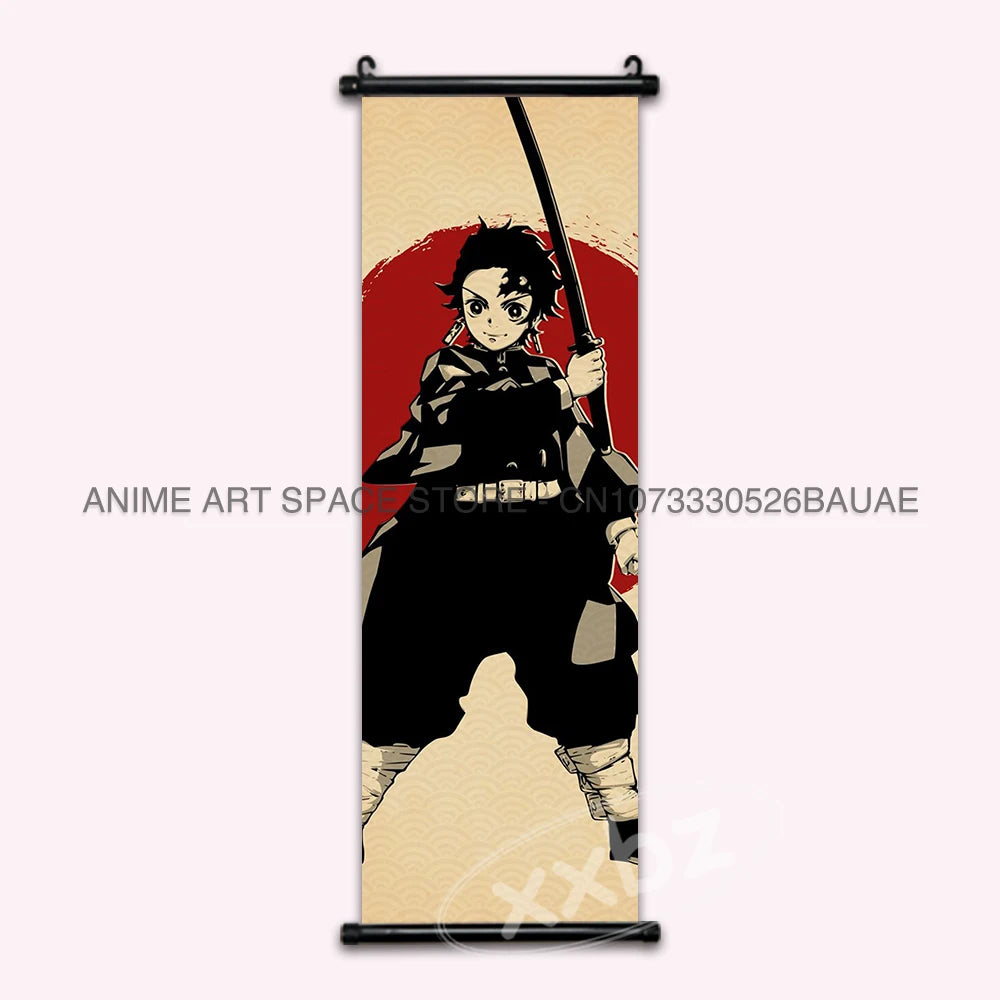 Demon Slayer Hanging Painting Modern Wall Artwork Scroll Picture Canvas