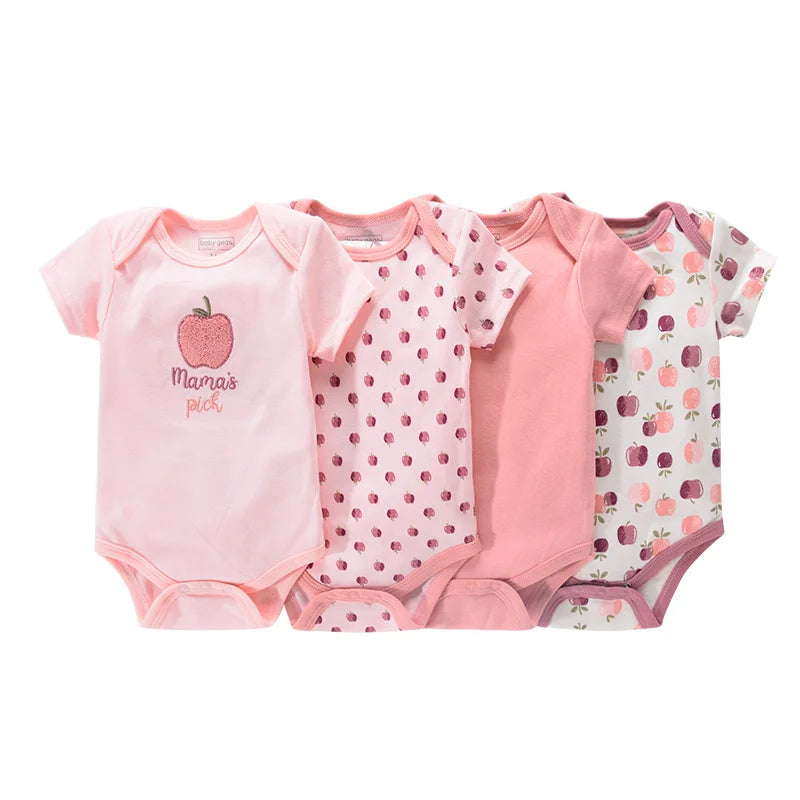 1/4Pcs Newborn Bodysuit Baby Short Sleeve  0-1Y