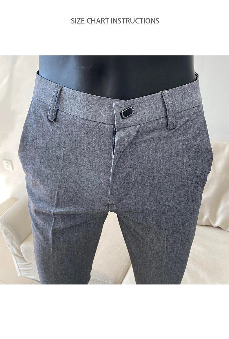 Men Dress Pants Thin Suit Pants Stretch Slim Formal Trousers
