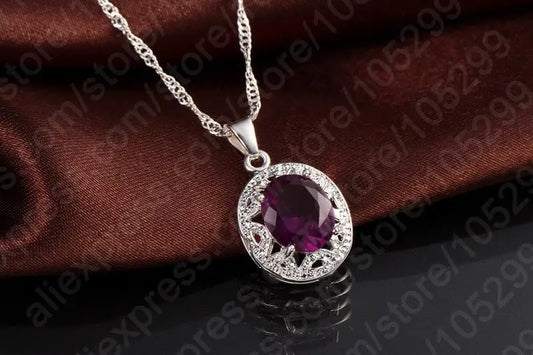 High-End Party Accessories For Women Classic Purple Cubic Zircon 925 Sterling Silver