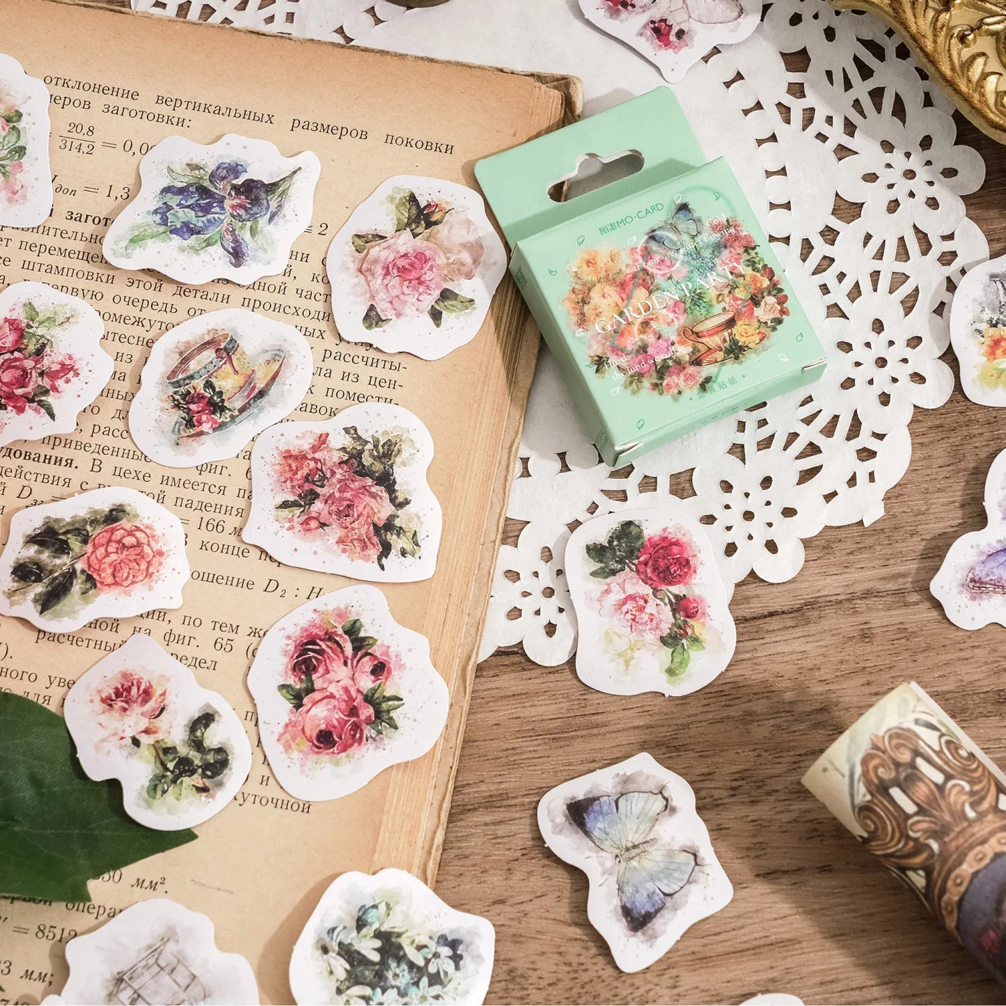 46pcs/set Autumn Flower Sticker Diy Scrapbooking Diary Planner Decoration