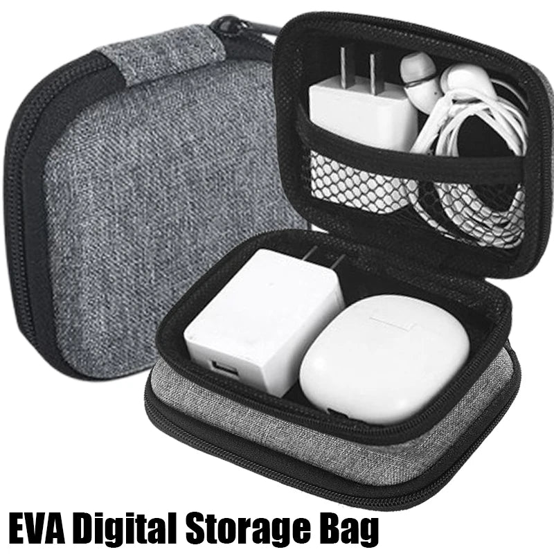 Leather EVA Digital Accessories Storage Bag