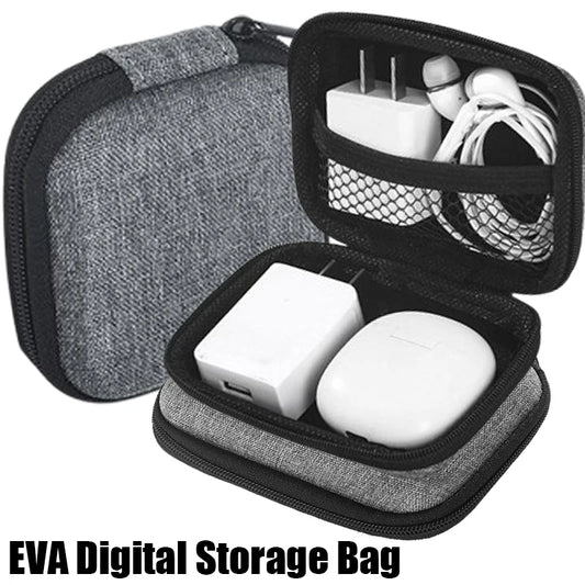 Leather EVA Digital Accessories Storage Bag