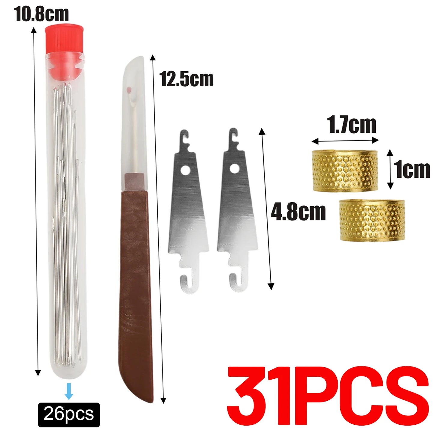 Sewing Needle Set with Needle Piercer Top Needle Big Eyed Stainless Steel Sewing Needles Household DIY Apparel Sewing Supplies