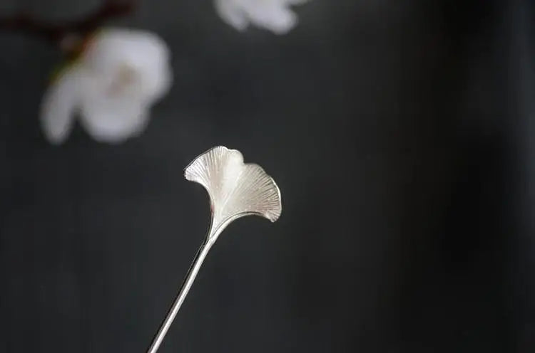 Designer original new in jewelry for women antique apricot leaf hairpin 925 silver